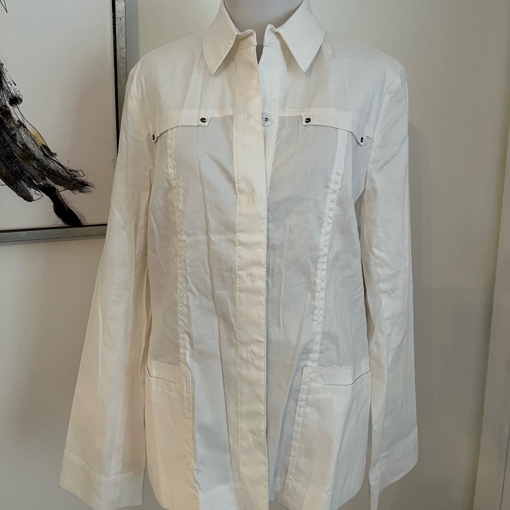 NWT Coldwater Creek White Snap Front Shirt Jacket Size 10
